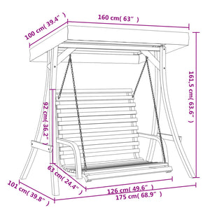 Hollywoodschaukel Mit Dach Massivholz Fichte Mit Teak-Finish