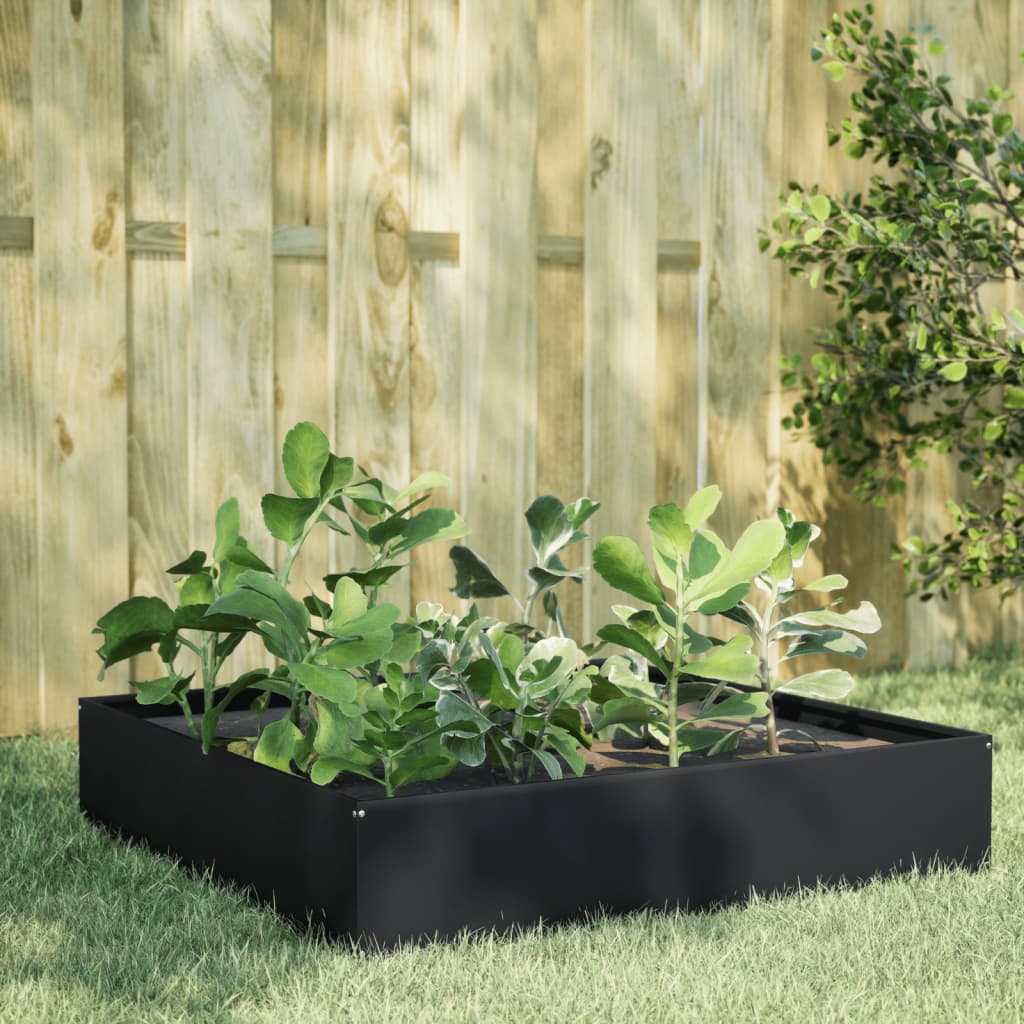 Hochbeet Schwarz 100X100X18,5 Cm Stahl/Schwarz