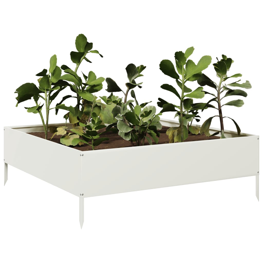 Hochbeet Weiß 100X100X33,5 Cm Stahl/Weiß