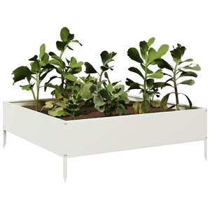 Hochbeet Weiß 100X100X33,5 Cm Stahl/Weiß
