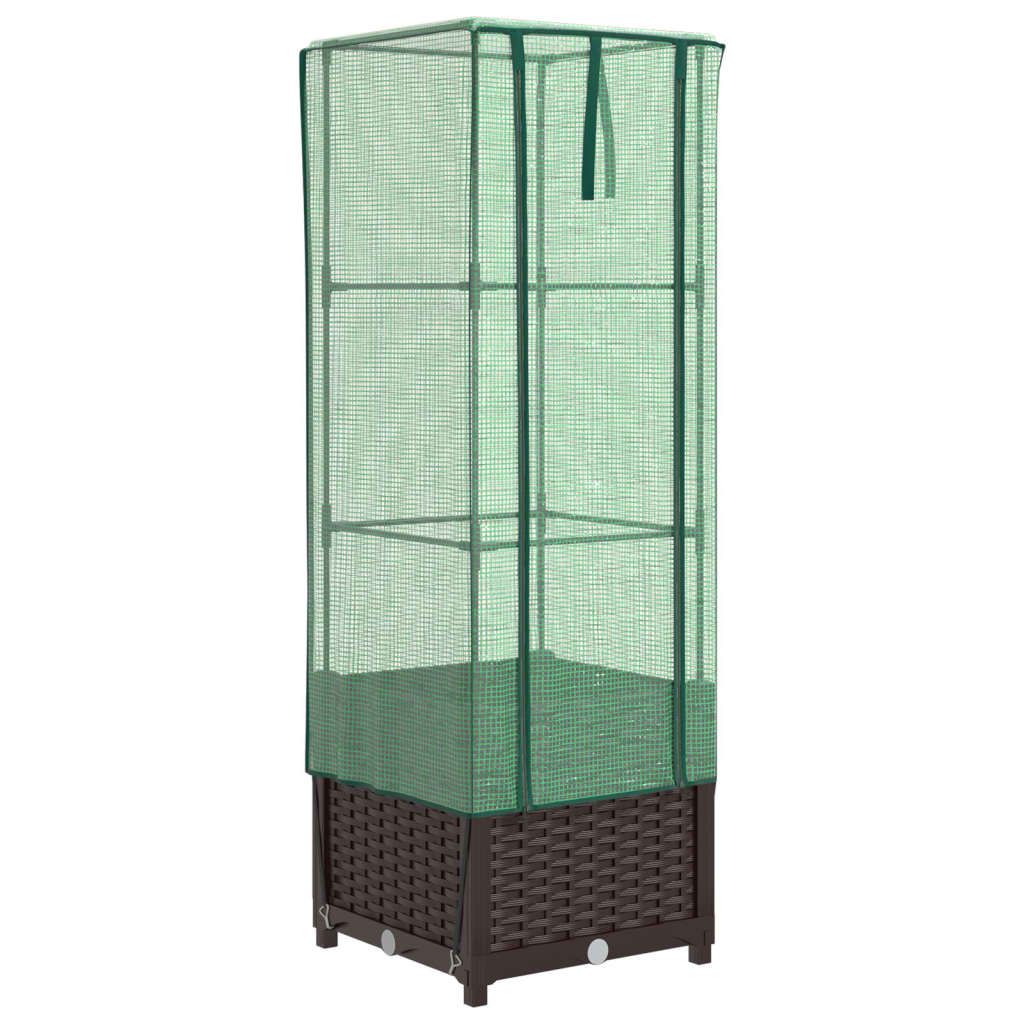 Hochbeet Mit Gewächshaus-Aufsatz Rattan-Optik