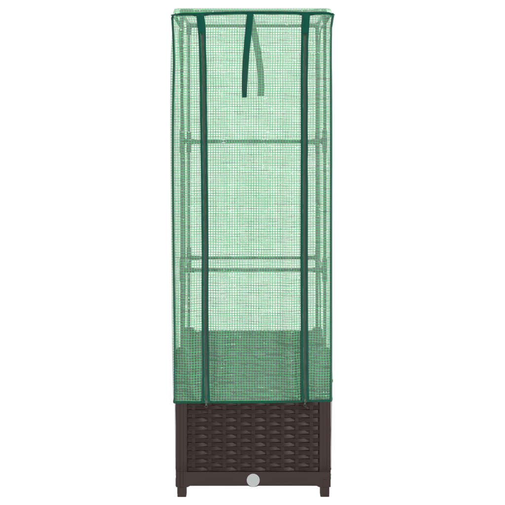 Hochbeet Mit Gewächshaus-Aufsatz Rattan-Optik