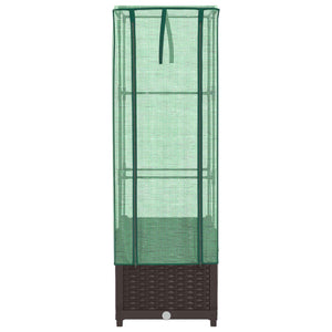 Hochbeet Mit Gewächshaus-Aufsatz Rattan-Optik