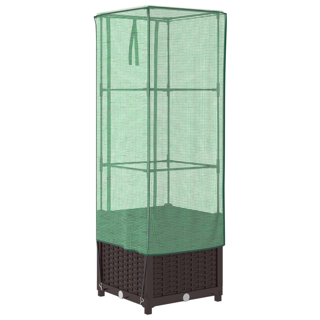 Hochbeet Mit Gewächshaus-Aufsatz Rattan-Optik