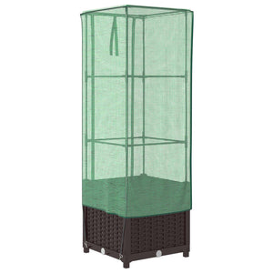 Hochbeet Mit Gewächshaus-Aufsatz Rattan-Optik