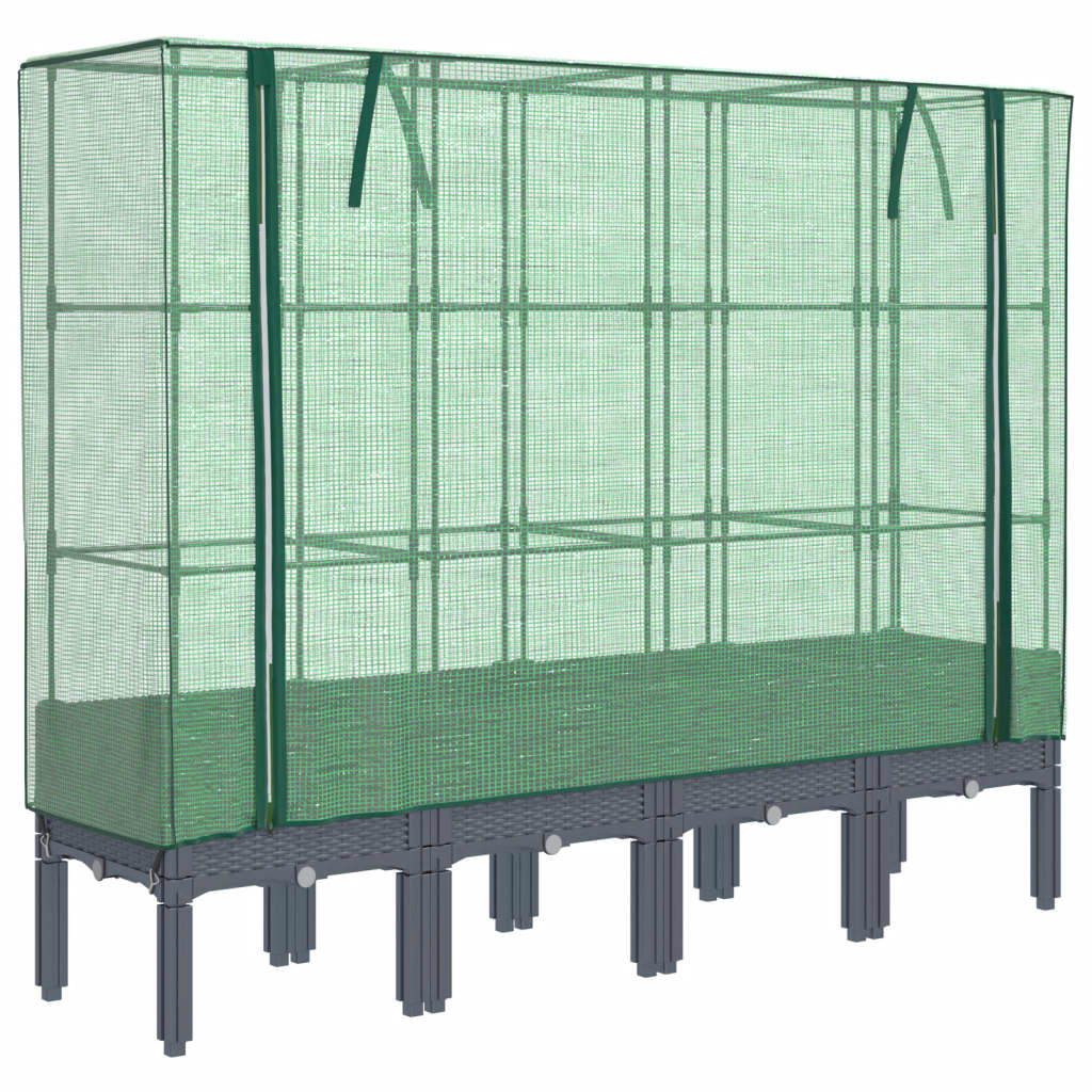Hochbeet Mit Gewächshaus-Aufsatz Rattan-Optik