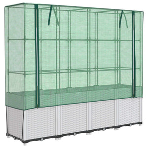Hochbeet Mit Gewächshaus-Aufsatz Rattan-Optik 160X40X153 Cm