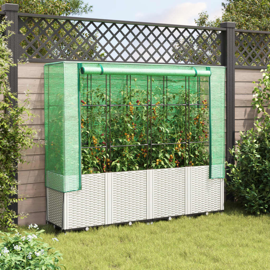 Hochbeet Mit Gewächshaus-Aufsatz Rattan-Optik 160X40X153 Cm