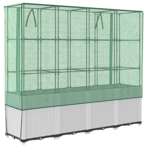 Hochbeet Mit Gewächshaus-Aufsatz Rattan-Optik 160X40X153 Cm